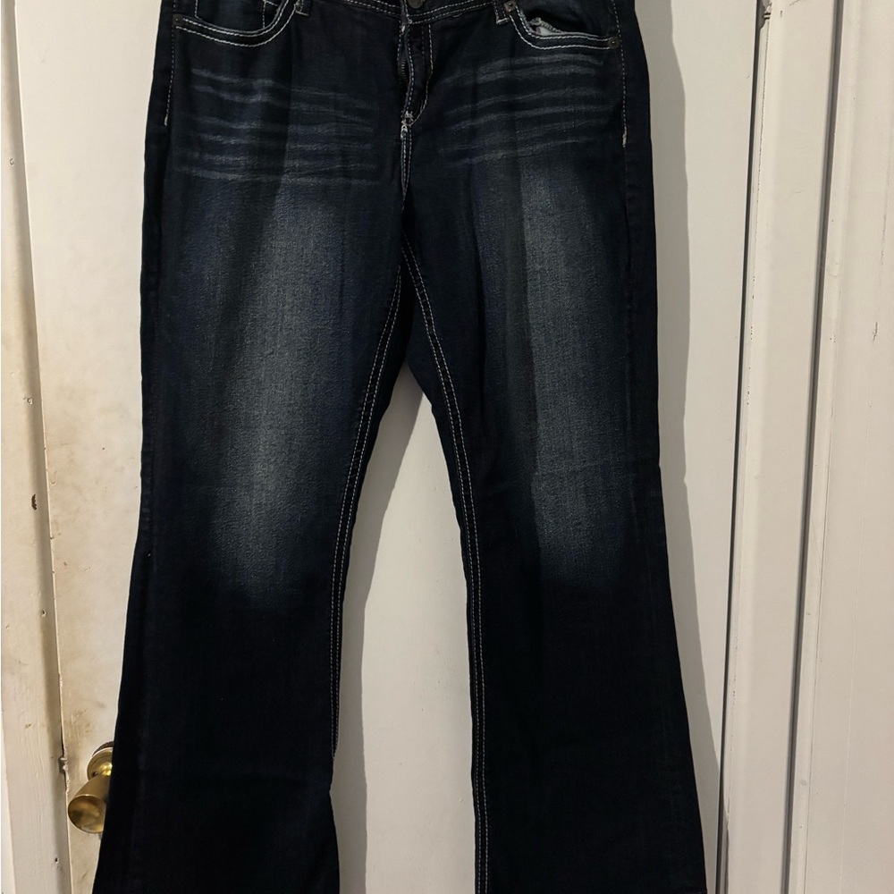 Maurices Blue Flare Wide Leg Jeans